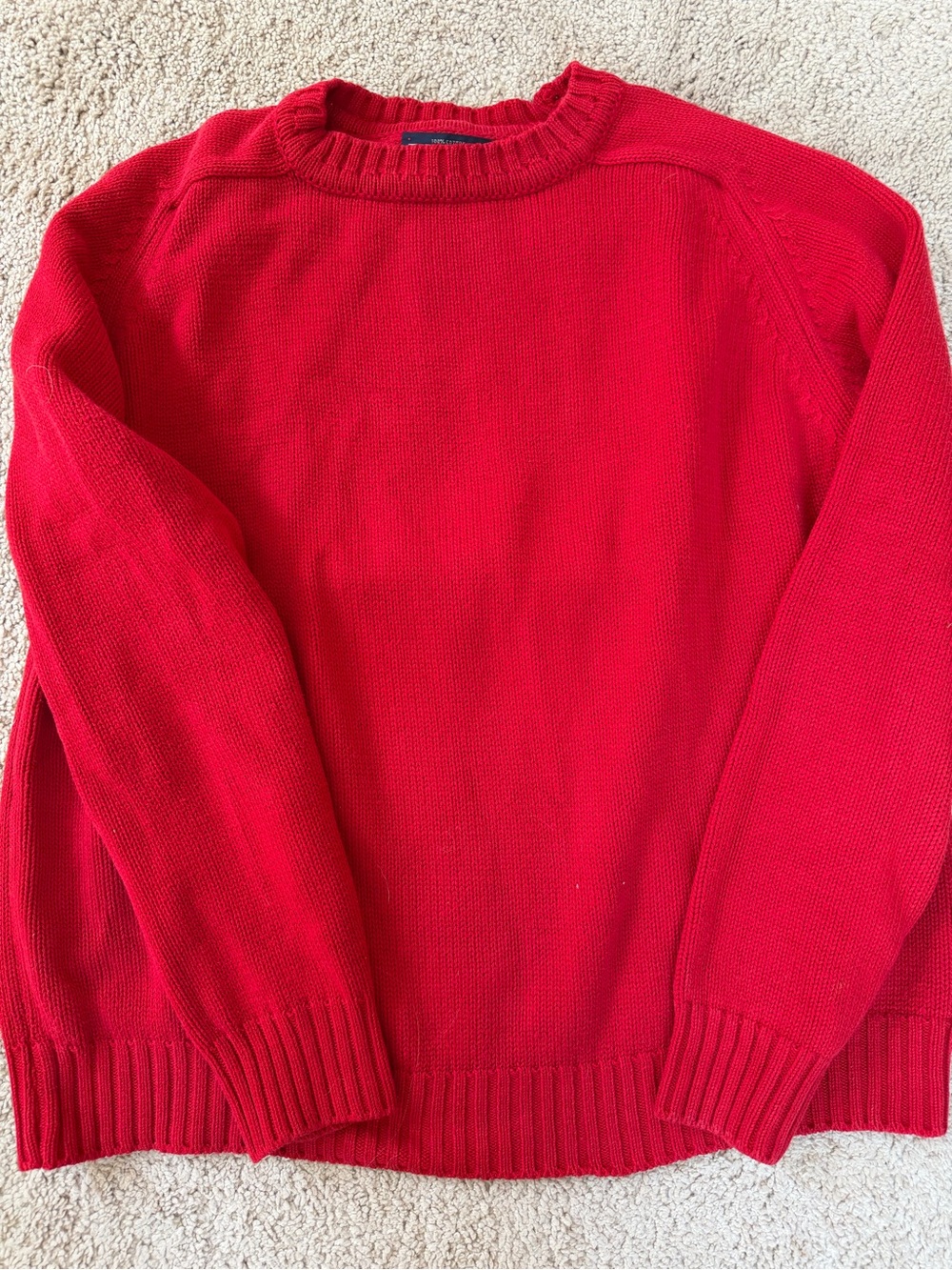 Lands' End Bright Red Crewneck Sweater medium